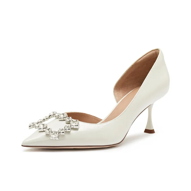 Staccato Sugar Cube Shoe Slim Heel Pointed Toe Crystal High Heels 7cm Women's-13