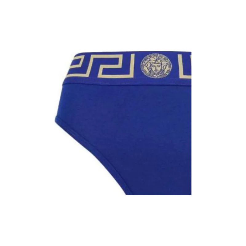 VERSACE Greca Border High Waist Bikini Bottoms 'Purple'-4