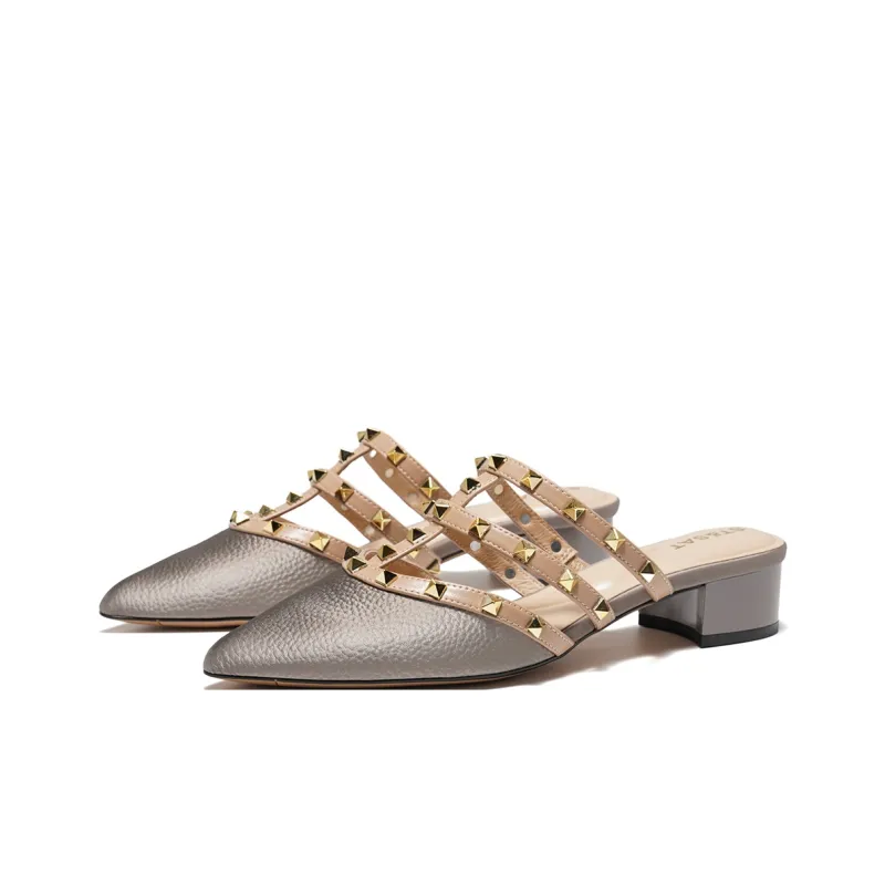 ST&SAT Mulu Breeze, Fashion Pointed Toe Outerwear Mules Ecru Silver Gray-8