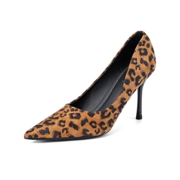 YAFEI XUANYU Slim Heel High Heels 7CM Women's Leopard Print