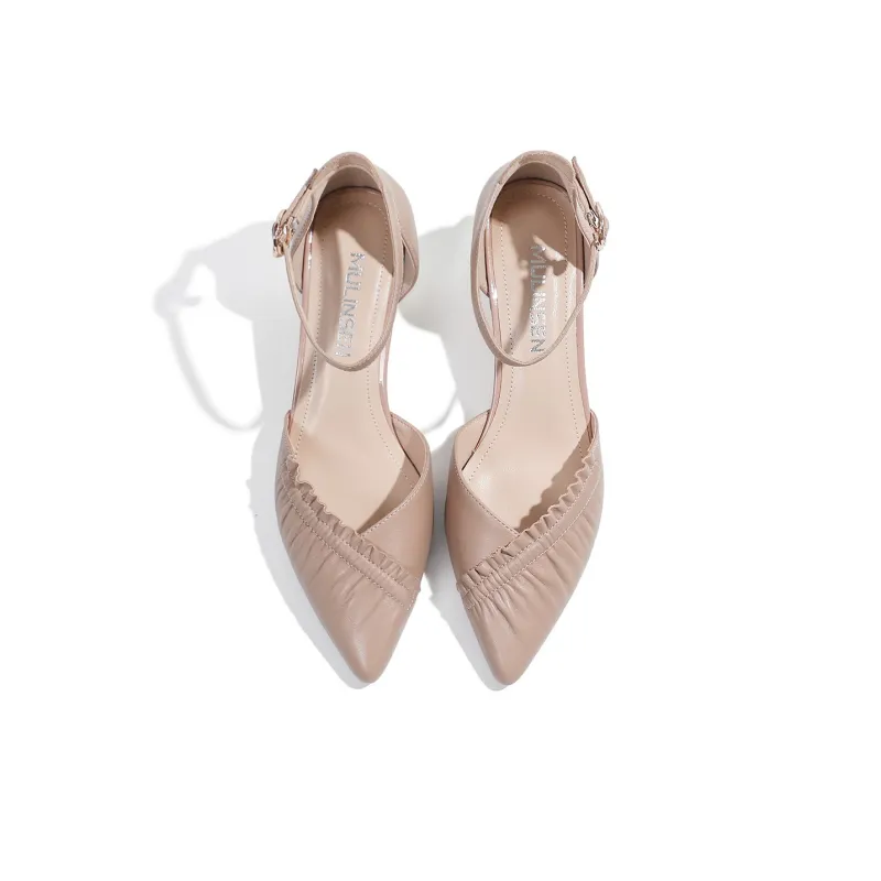 Mulinsen Chunky Heel High Heels 5CM Women's Nude-1