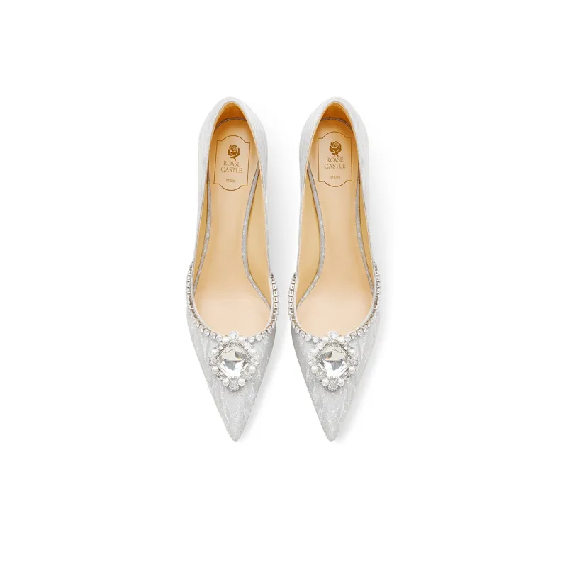 ROSE CASTLE Slim Heel High Heels 8.5/6.5 Cm Women's Silver-1
