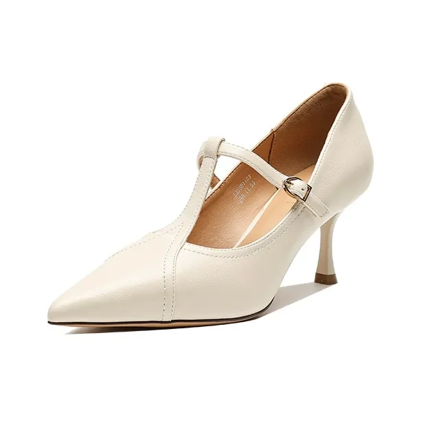 【dme】 Slim Heel High Heels Women's White-0