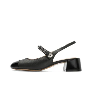 BELLE Block Heel High Heels 4.5cm Women's Ecru Apricot