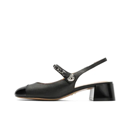 BELLE Block Heel High Heels 4.5cm Women's Ecru Apricot