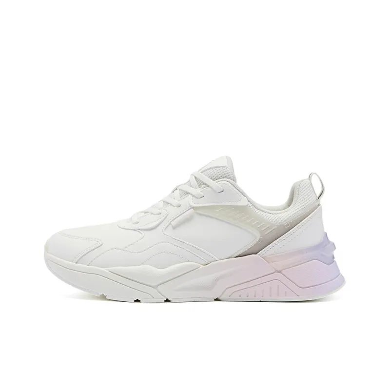 QIAODAN Cushioned Wear Resistant Breathable Low Top Running Shoes Women's White Purple-0