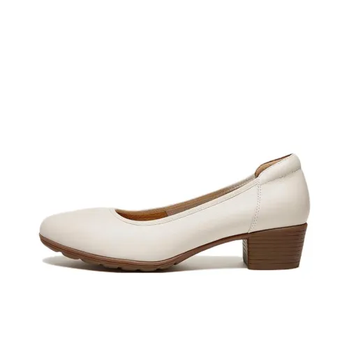 CAMEL Chunky Heel High Heels 3cm Women's Ecru
