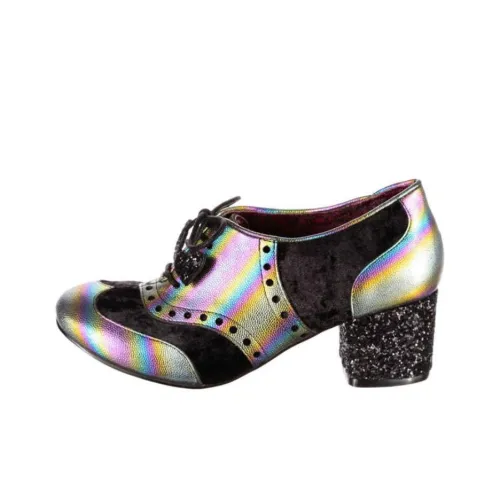 IRREGULAR CHOICE Clara Bow Chunky Heel High Heels Women's Black Silver
