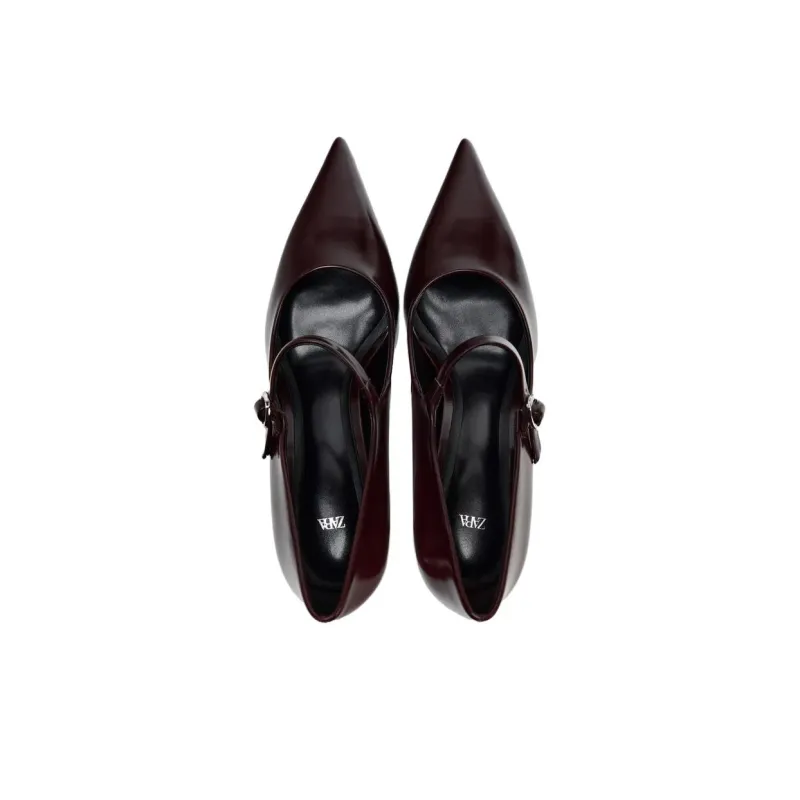 ZARA High Heels 7cm Women's Burgundy-3