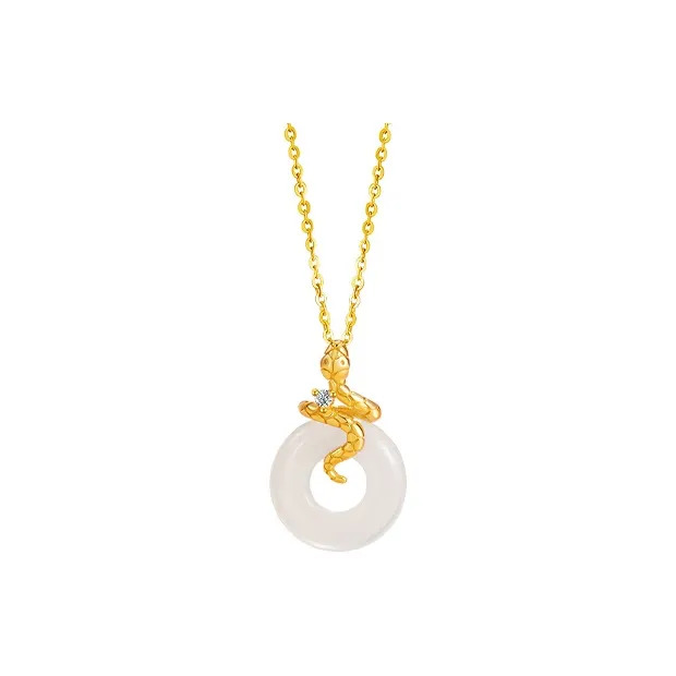 CUTE DAME S925 Zircon Sterling Silver Necklace Women's Gold-0