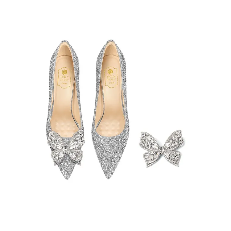 Holy Rose Gift Box Set Slim Heel High Heels Women's Silver-8