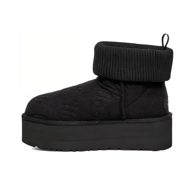 UGG Classic Mini Platform Felted Boot Black Women's-0