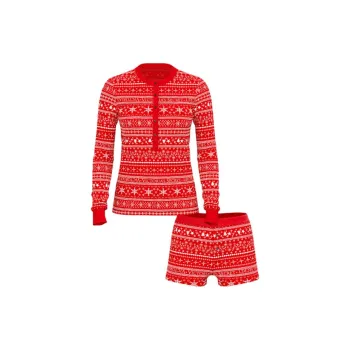 Victoria's Secret Thermal Short Pajama Set / LIPSTICK FAIR ISLE Pajama Set Women's Lipstick Fair Isle