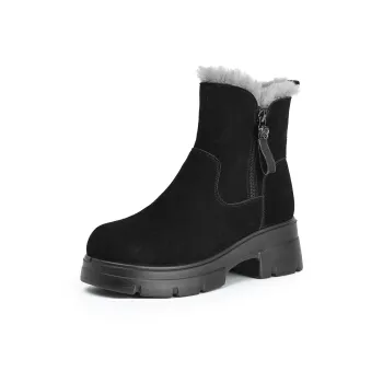 AOKANG Warm Wear Resistant Height Increasing Short Snow Boots Women's Black