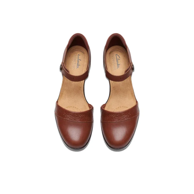Clarks Block Heel High Heels 5.5cm Women's Brown-3