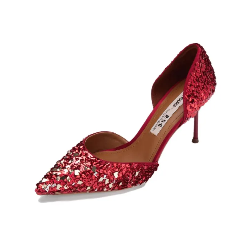 ROSESTUDIOBYGUOPEI x 73Hours Premium Wedding Shoes Collection, A Bouquet Of Colors Slim Heel High Heels Women's Red-1