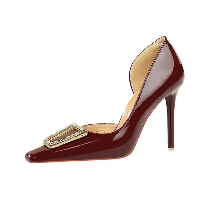 BIGTREE High Heels Women's Black, Nude, Burgundy-1