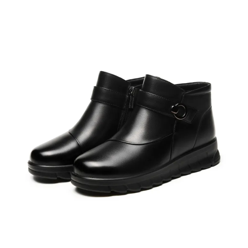 AOKANG Casual High Top Ankle Boots Women's Black-4