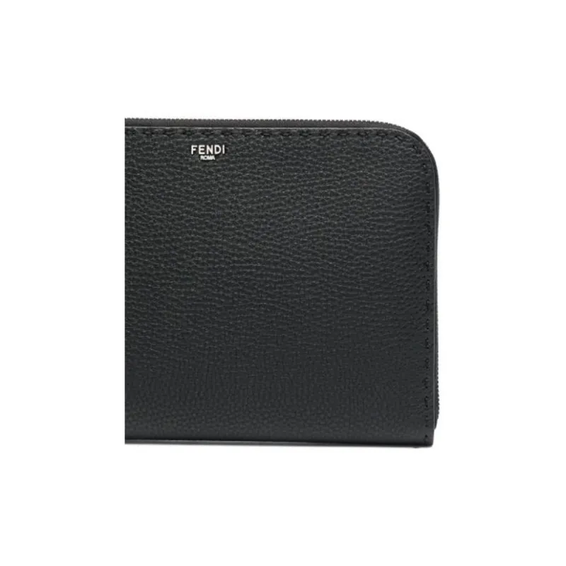 FENDI Calfskin Clutch Small Size Men's Black-2