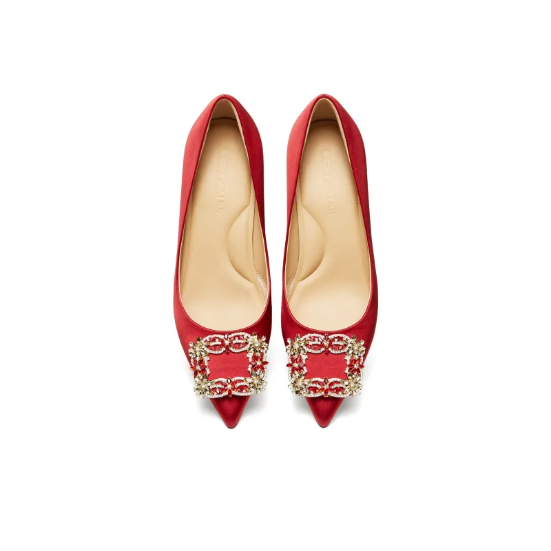 Lazi Slim Heel High Heels 6.8cm Women's Red-4