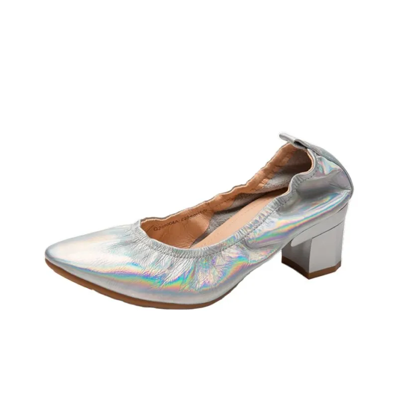 Satchi Chunky Heel High Heels 5.5cm Women's Iridescent Pink-1