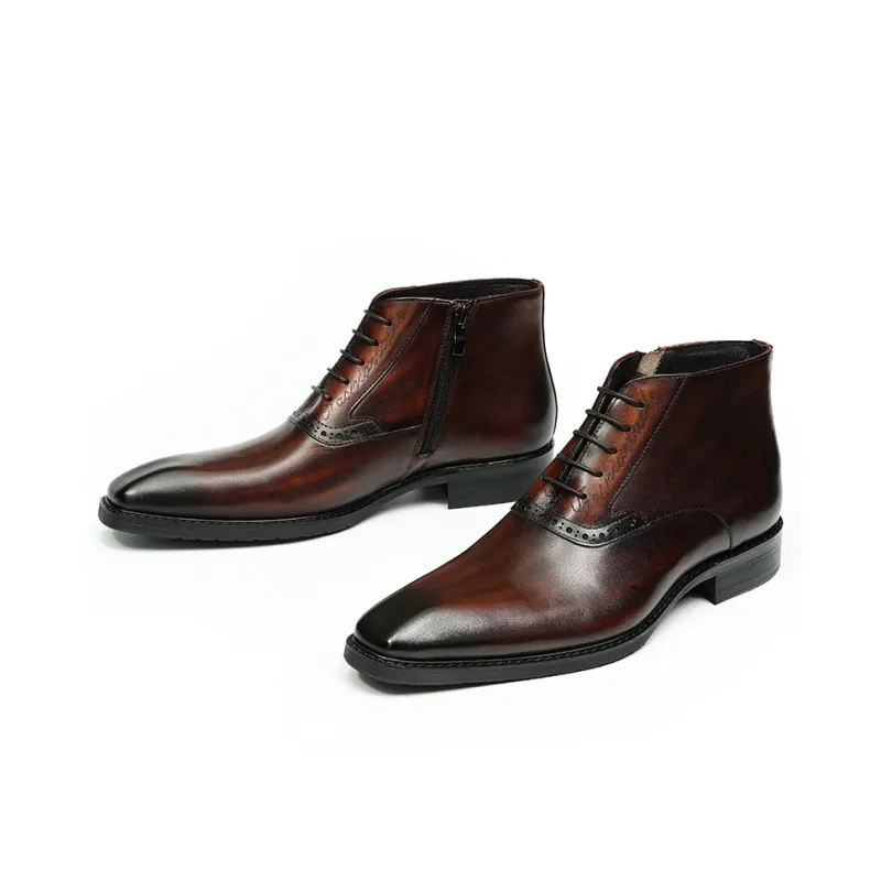 ASTON M.JAZZ Ankle Boots Men Black/Coffee-12