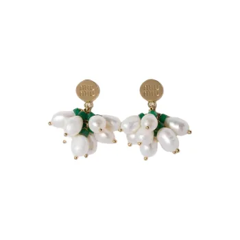 MIU MIU Metal, Brass, Freshwater Pearl Earrings Women's Gold