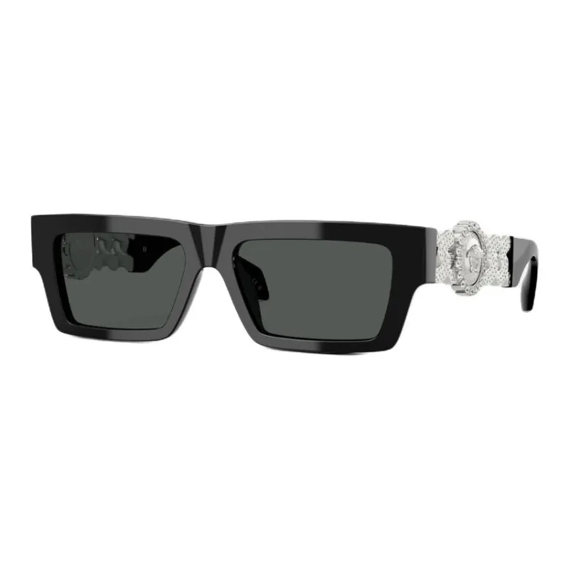 VERSACE Crystal Nylon Hardware Square Sunglasses Women's Black-0