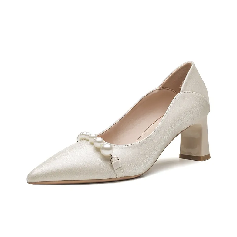 Xingdiman Chunky Heel High Heels 6cm Women's Apricot-0