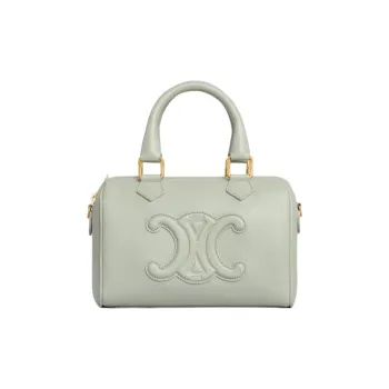 CELINE Cuir Triomphe Calfskin Boston Bag Shoulder Bag Crossbody Bag Handbag Small Size Women's Light Green