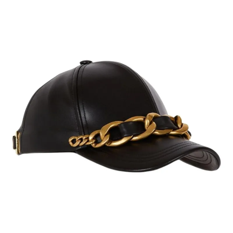 BALMAIN Chain detail Leather Cap-2
