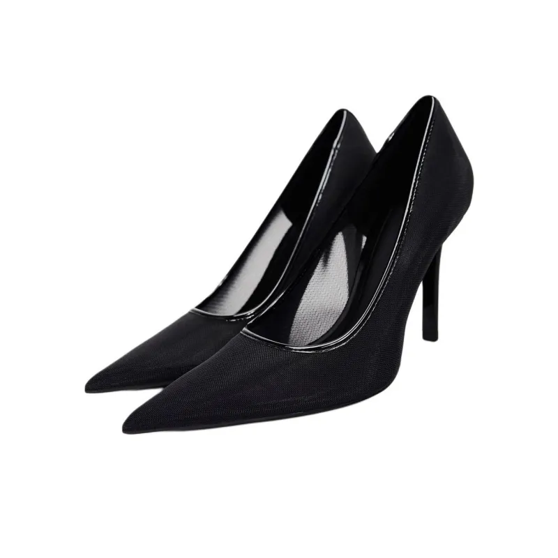 ZARA Slim Heel High Heels 10cm Women's Black-1