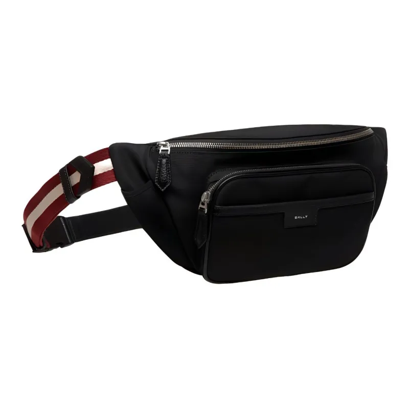 BALLY Nylon Fabric Fanny Pack Men's Black-2