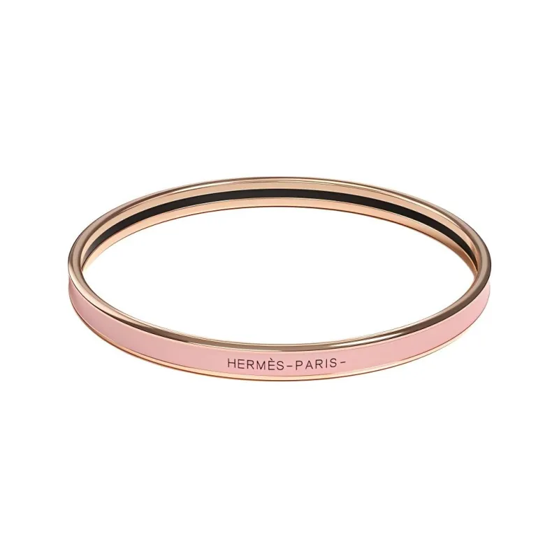 HERMES Enamel Bangles Women's Rose Gold, Pure Pink-0