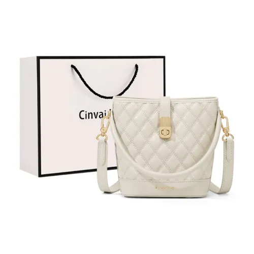 Simvay Clos Cow Leather Patchwork Synthetic Leather Crossbody Bag Portable Bucket Bag Small Size Women's White/Black