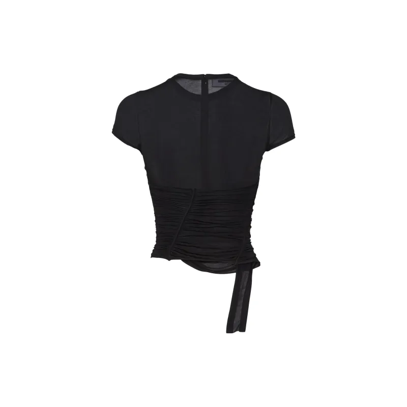 DSQUARED 2 Asymmetric Semi Sheer Short Sleeved T Shirt-1