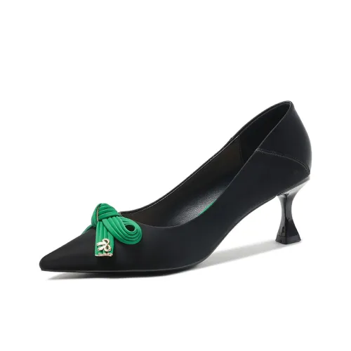 Qiandongmeili Slim Heel High Heels 6com Women's Black