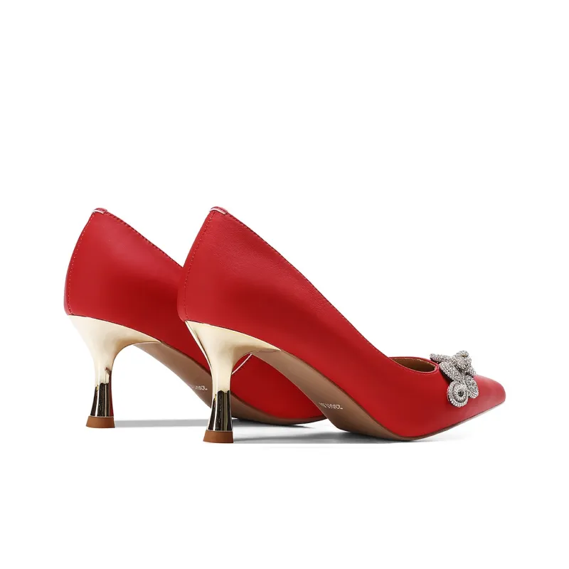 BOSSSUNWEN Slim Heel High Heels 6.5cm Women's Red-4