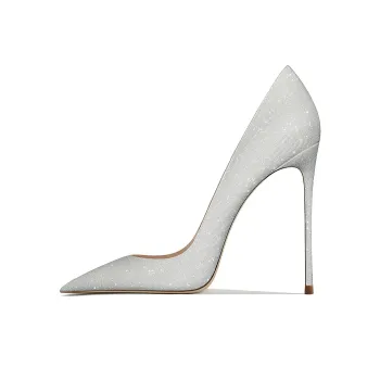 Ganxiaojie Slim Heel High Heels Women's Shimmering Silver