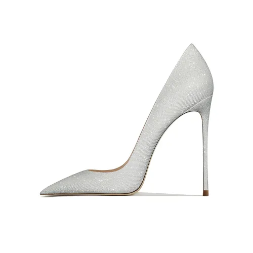 Ganxiaojie Slim Heel High Heels Women's Shimmering Silver