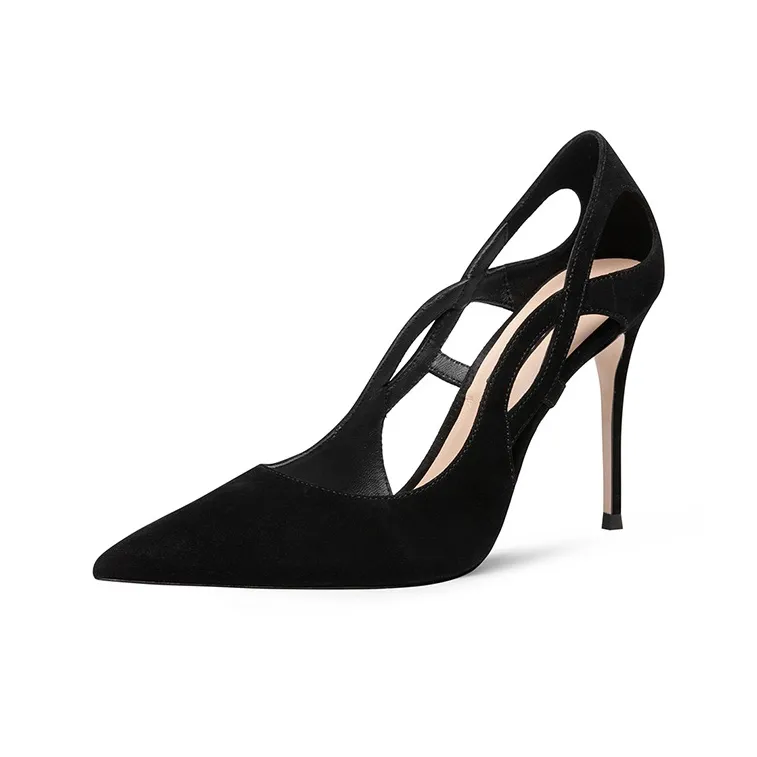 JOOC Slim Heel High Heels 7cm Women's Black-1