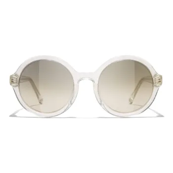 CHANEL Acetate Round Sunglasses Men's Gray