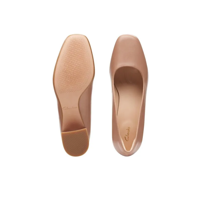 Clarks Chunky Heel High Heels 5.5cm Women's Flesh Pink-6
