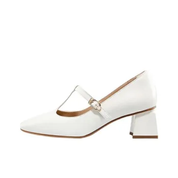HARSON Block Heel High Heels 5.3cm Women's Pearl White