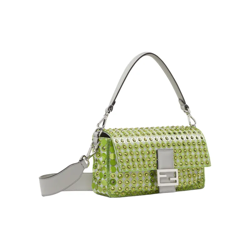 FENDI Baguette Polyester Baguette Bag, Portable Crossbody Bag, Shoulder Bag Women's Green-1