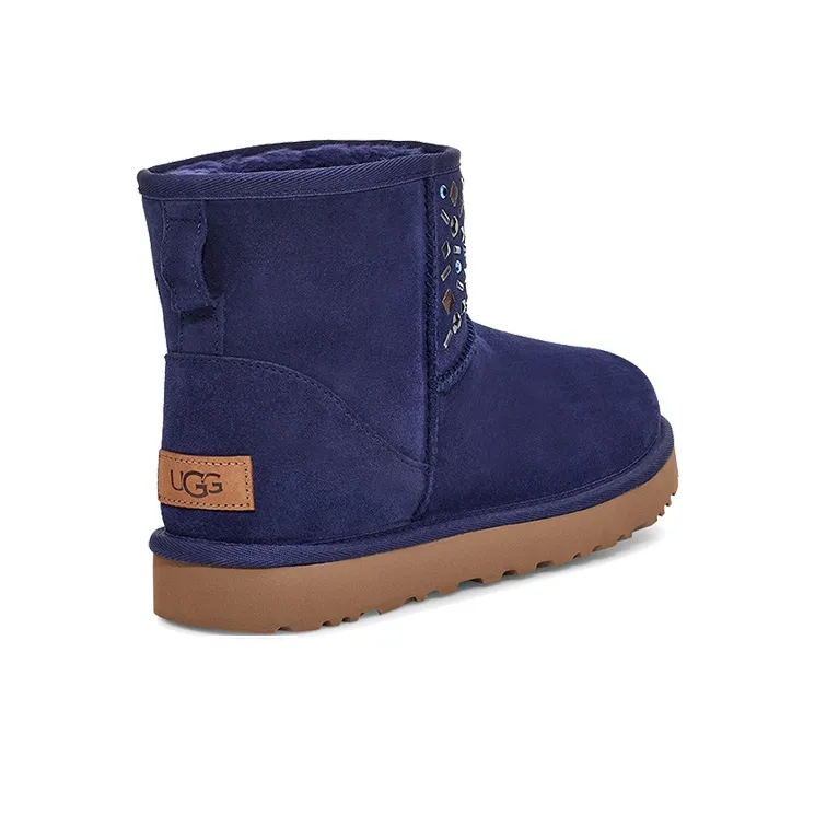 UGG Classic Mini Stud Ii Rivets Snow Boots Navy Women's-3