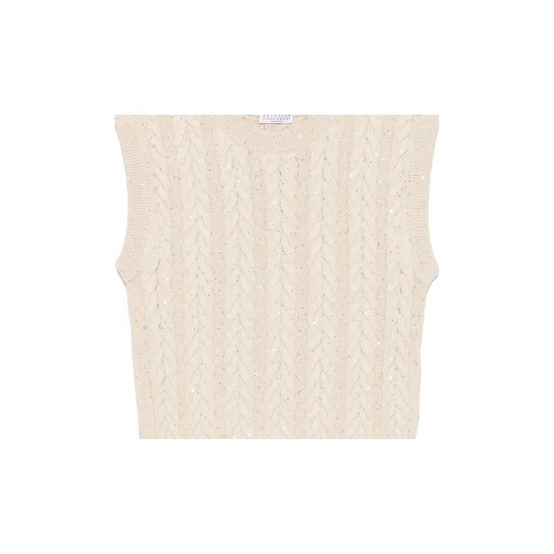 Brunello Cucinelli Dazzling Double Cable Knitted Vest-2