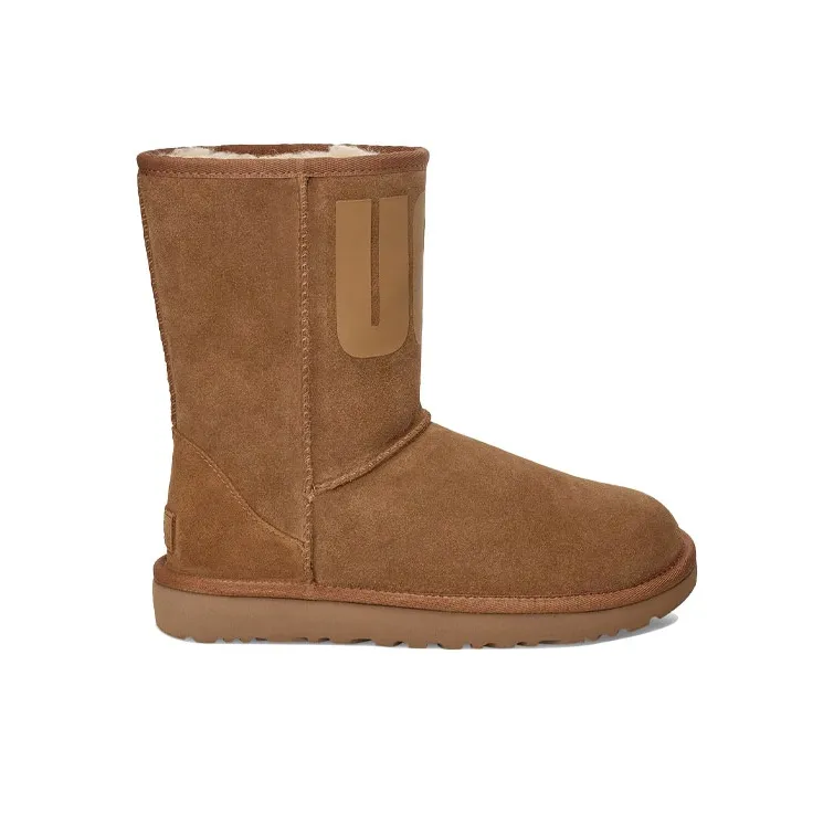 UGG Classic Short UGG Rubber Logo Fleece Lined Women's-1