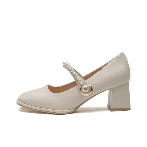KATHRYN WILSON Chunky Heel High Heels 6.0cm Women's Apricot