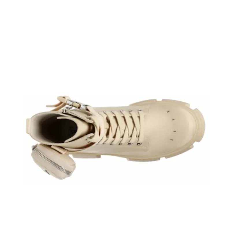 STEVE MADDEN Martin Boots Women's White/Black/Sand-10